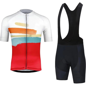 Tenues de cyclisme personnalisées sublimées : Maillot de vélo respirant et ensemble de maillot de cyclisme avec short à bretelles - Product Image 2
