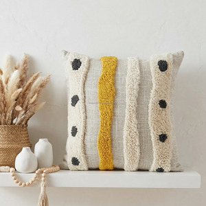 Funda de Cojín Cuadrada con Rayas Elegantes y Diseño Tufted, Tejida a Mano, Tamaño Personalizado, Funda de Almohada Tufted, Decoración de Hogar Lujosa - Product Image 1