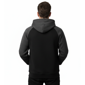 Sweat-shirts sport classiques à manches raglan bicolores noir et gris anthracite, pull-over contrasté de haute qualité, streetwear pour hommes - Product Image 5