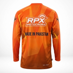 Maillot de motocross à manches longues respirant imprimé par sublimation personnalisé orange et noir pour la course de motocross - Product Image 2