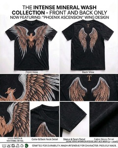 T-shirt personnalisé avec logo frontal pour homme, noir, délavé à l'acide, imprimé vintage, col rond, épais, écologique, respirant, coupe ample, unisexe - Product Image 5
