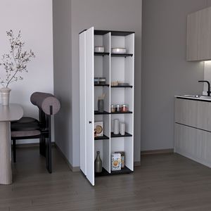 Armadio da cucina Cary 67 pollici H bianco/nero con una porta e cinque ripiani interni/esterni-Depot E Shop - Product Image 3