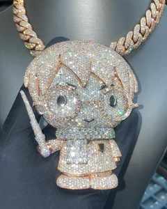 Colgante Personalizado de Personajes de Dibujos Animados Estilo Hiphop con Incrustaciones de Diamantes, 100% Aprobado por el Probador de Diamantes, Plata S925, Moissanita VVS - Product Image 1