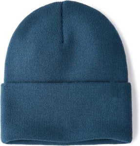 Bonnet d'hiver chaud en fibre acrylique 100% couleur unie avec logo brodé personnalisé, vente en gros de mode, bonnets tricotés avec logo sur mesure - Product Image 1