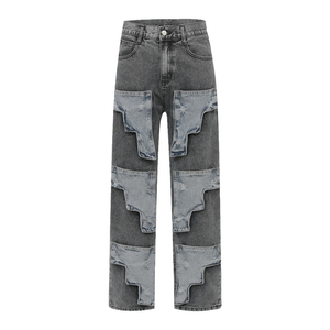 Men's High Waist Ripped Wide Leg <b>Jeans</b> Distressed Cotton Casual Pants Autumn Style Button Fly - Product Image 1