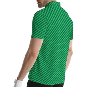 Camisa Deportiva Casual de Golf para Hombre, Tejido Geométrico Verde, 100% Poliéster, Secado Rápido, Manga Corta - Product Image 5