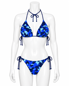 Fabricante de Trajes de Baño Personalizados, Venta al Por Mayor OEM, Marca Privada, Bikini con Logotipo Personalizado, Escote Halter, Sujetador Bandeau, Braguita con Lazos Laterales, 2 Piezas - Product Image 1