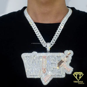จี้ตัวอักษรแบบ Iced Out สั่งทำพิเศษ ทำจากเงินแท้ 925 ประดับด้วยโมอิสซาไนต์คุณภาพสูง สร้อยคอฮิปฮอป - Product Image 4