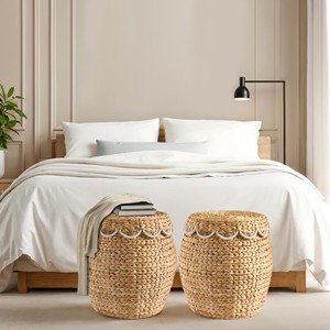 Best Choice Scalloped Water Hyacinth <b>Large</b> Capacity <b>Storage</b> <b>Basket</b> Lid Natural Multipurpose Organizer Tote <b>Basket</b> Made Vietnam - Product Image 3