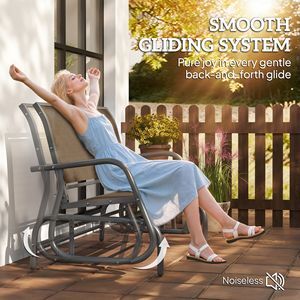 Sillón Columpio Doble para Exteriores para 2 Personas, Sofá Ligero de Color Marrón Mixto para Patio con Estructura de Acero - Product Image 4