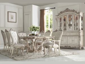 Juego de Comedor Clásico de Lujo en Madera de Teca Sólida, Ecológico, Duradero y Minimalista, con 6 Sillas y Mesa para Hotel, Villa, Castillo u Hogar - Product Image 2