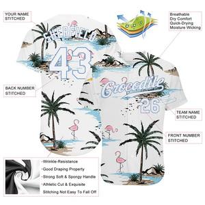 Camiseta de Fútbol Personalizada con Palmeras Hawaianas Blancas y Azul Claro, Auténtica, para Equipo, Cosida, Transpirable, de Poliéster - Product Image 2