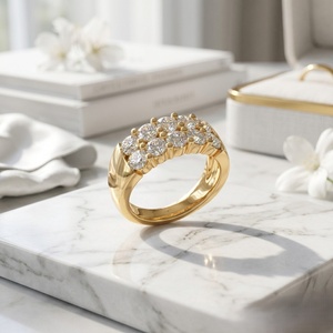 1.55CTW Round Cut Cluster Set Double Row <b>Statement</b> <b>Ring</b> - Product Image 3