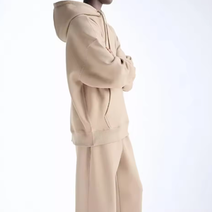 Conjunto Deportivo Minimalista Oversize para Hombre – Sudadera con Capucha de Color Sólido y Pantalones Deportivos de Pierna Ancha, Estilo Casual Urbano, 2 Piezas - Product Image 4