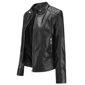 Liquidación 2025: Chaqueta Corta de Piel de Vacuno y Lana para Mujer, Estilo Moto, Ajustada, Ligera, para Motocicleta, Teñido Liso - Product Image 4
