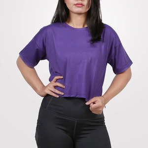 Lightweight <b>Top</b> Workout T-Shirt Ladies Summer Wear Fashion 180 Gsm Breathable 100% Cotton <b>Sweat</b> Wicking Sports Crop Tee - Product Image 5