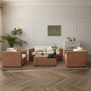 NATURA Elegant Curved Comfortable Rattan/Wicker Lounge Furniture Set for Traditional Living Rooms - Product Image 1