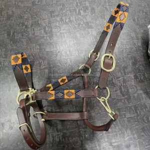 Cabestro de Cuero Marrón Castaño de la Mejor Calidad con Costura Única en Hilo Rosa Borgoña, Cabestro de Cuerda de Polo - Product Image 1