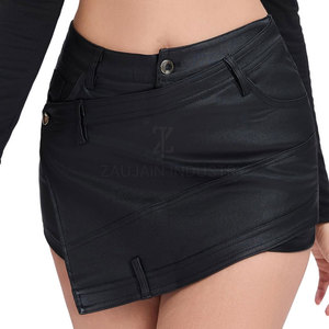 Jupe cargo en cuir de qualité supérieure pour femmes, style taille haute, design multi-poches, fabrication sur mesure, fourniture directe d'usine - Product Image 2