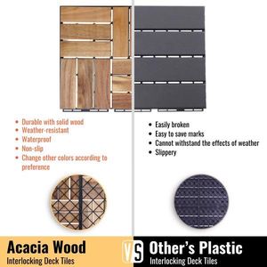 30 Pezzi Piastrelle a Incastro con Motivo a Scacchi 30x30 cm in Legno Duro di Acacia Giallo per Pavimentazione Esterna Patio Balcone - Product Image 2