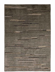 Tapis rectangulaire moderne à rayures, tufté, avec envers antidérapant en caoutchouc, pour salon, motif gris, noir et blanc, en laine et acrylique, à poils moyens - Product Image 4