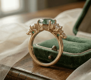 Anillo de Joyería Fina de Oro Sólido con Preciosa Gema Verde Leo de Corte Hexagonal, Diseño Exclusivo y Lujoso - Product Image 2
