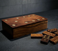 Jeu de société d'intérieur artisanal en résine et bois, écologique, avec dominos en bois de rose indien et jeu de tic-tac-toe, idéal pour Diwali et Pâques