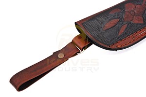 Étui à couteau en cuir avec logo personnalisé, fait main en cuir de vachette, étui de ceinture pour couteau à lame fixe, pour la chasse, le camping, EDC - Product Image 3