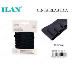 Fascia elastica Ilan 5 mm x 5 m nera per cucito e artigianato - Product Image 1