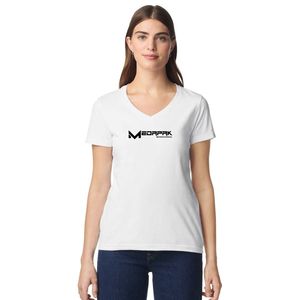 T-shirt décontracté à col en V pour femme, manches courtes, doux et confortable, idéal pour le quotidien, vêtements de mode, fabricant en gros - Product Image 1