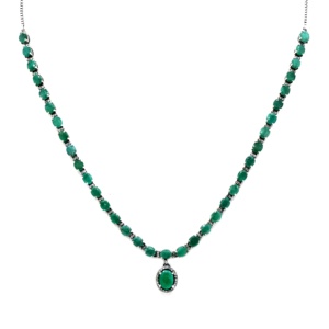Solid 925 Sterling Silver Bohemian Style Women's Engagement Gift Statement Necklace <b>Stud</b> <b>Earrings</b> Set Natural Emerald Gemstone - Product Image 3