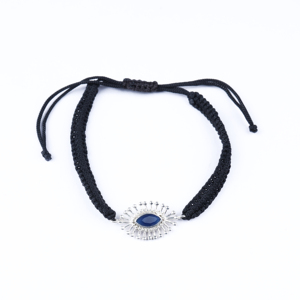 Wholesale Black Cord Macrame Bohemian Style Amethyst <b>Bracelet</b> Blue Evil Eye Charm Adjustable Fine Silver Jewelry Women Gift - Product Image 1