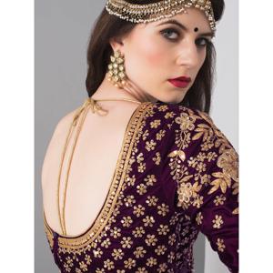 ชุดปาร์ตี้สวมผ้า lehenga choli สีม่วงสวยงาม - Product Image 3