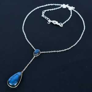 Collier pendentif en labradorite naturelle taille poire, argent sterling 925, pierre précieuse à reflets bleus, fait main, bijoux bohèmes pour femmes, fournisseur - Product Image 2