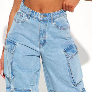 Fabricante Mayorista de Pantalones Vaqueros de Mezclilla para Mujer, Estilo Cargo, Pantalones Vaqueros de Mezclilla de Alta Calidad para Mujer con Etiqueta Personalizada - Product Image 2