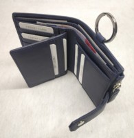 Dompet Kulit Multifungsi dengan Kantong Resleting, Tempat Kartu, Gantungan Kunci, dan Pengaman RFID untuk Pria, Dilengkapi Kancing Hasp, Pasokan Langsung dari Pabrik Grosir
