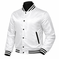 Veste varsity blanche pour homme, bordure noire, fermeture à boutons, coupe classique, style bomber décontracté, imperméable, vintage, soie/coton, vêtements d'hiver