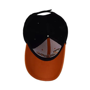 Casquette de baseball en jean brodé à 6 panneaux, orange et noir, unisexe, réglable avec boucle métallique, style sportif et décontracté pour adultes, toutes saisons - Product Image 5