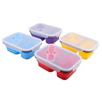Lonchera Plegable de Silicona con Doble Compartimento, Contenedor de Alimentos de 1-3L, Reduce el Desperdicio y Organiza los Alimentos con Eeser
