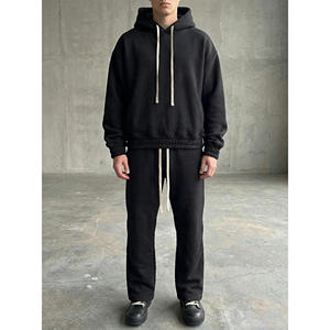 Pantalon de survêtement OEM personnalisé avec logo, coupe droite, double taille, molleton épais 400 g/m², gris, jambe large évasée - Product Image 4