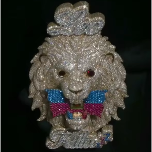 Colgante de León 3D Personalizado con Diamantes de Color Moissanite VVS y Baño de Plata 925, Corte Brillante Redondo, Joyería para Hombre, ¡Gran Venta! - Product Image 1