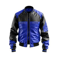 Blouson aviateur en cuir noir et jaune pour homme, style moto, fermeture éclair, col rabattable, pour l'automne