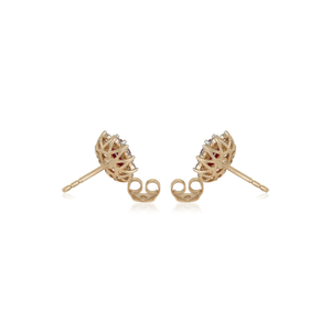Diseño clásico minimalista, 100% auténtico rubí y diamante, pendientes de oro amarillo macizo K14, regalo de cumpleaños para ella, joyería - Product Image 6