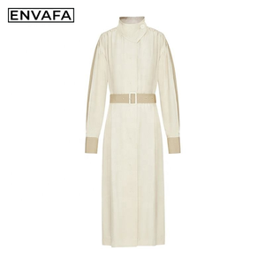 Abrigo Largo de Mujer con Costuras en Contraste, Estilo Gabardina, de Alta Gama, para Primavera y Otoño - Product Image 3