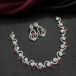 Ensemble de bijoux de mariée en diamant américain classique Collier et boucles d'oreilles en deux pièces pour mariage Style classique à la mode - Product Image 1