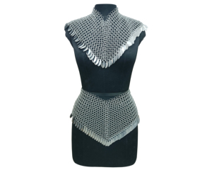 Ensemble col et jupe en chaîne de mailles d'aluminium médiévale, costume en métal fait main pour fêtes d'Halloween et festivals de la Renaissance - Product Image 1