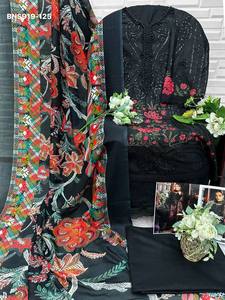 Mejor tela, última colección, algodón cambray con bordados, conjunto de salwar-kameez y dupatta semicosturado, proveedor mundial. - Product Image 5