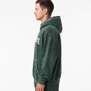 Sudadera con Capucha Oversize Vintage para Hombre, con Lavado Ácido, Personalizada con Pedrería, de Algodón, Estilo Urbano - Product Image 3