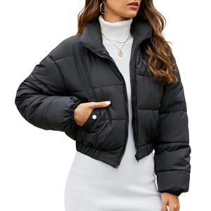 Women's Wholesale breathable <b>Cropped</b> <b>Puffer</b> <b>Jacket</b>, Zip-Up Down Coat for Chic Winter Warmth in Outerwear Trends Custom - Product Image 5