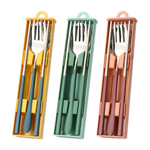 Nouvel arrivage : Ensemble de couverts de voyage réutilisables (cuillère et fourchette) pour le camping, la randonnée et les repas en plein air - Product Image 1